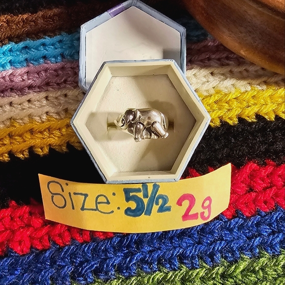 Vintage Stamped Sterling Silver Elephant Articulated Hinged Trunk Legs Ring 5½ - Picture 5 of 16